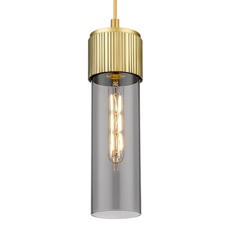 Innovations Lighting Bolivar 12" Tall Mini Pendant with Light Smoke Glass Shade Brushed Brass