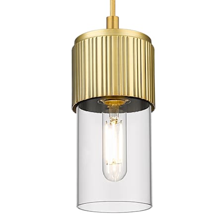 Innovations Lighting Bolivar 7" Tall Mini Pendant with Clear Glass Shade Brushed Brass
