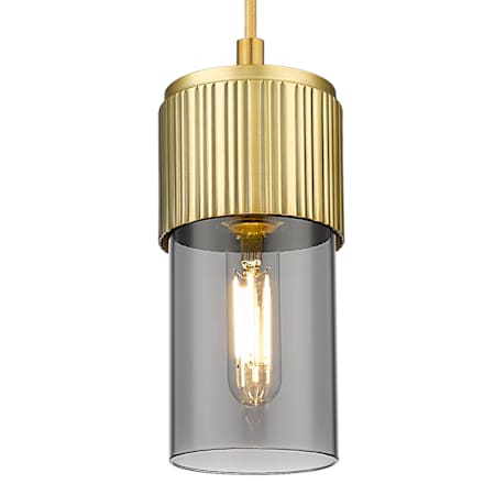 Innovations Lighting Bolivar 7" Tall Mini Pendant with Light Smoke Glass Shade Brushed Brass