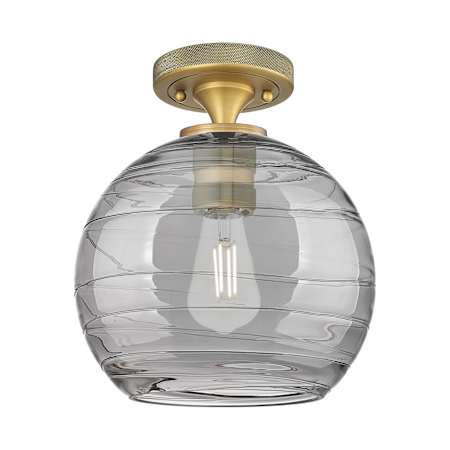 Innovations Lighting Crown Point 8" Wide Semi-Flush Globe Ceiling Fixture Brushed Brass / Light Smoke Deco Swirl