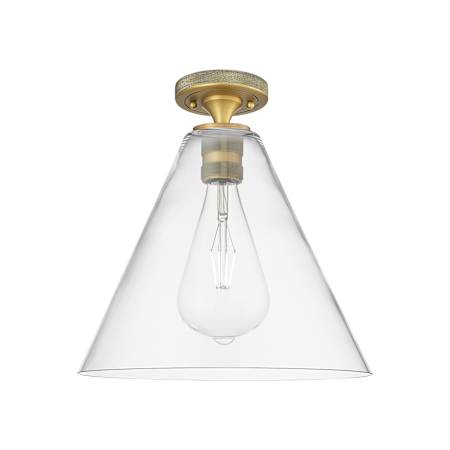 Innovations Lighting Crown Point 12" Wide Semi-Flush Ceiling Fixture Brushed Brass / Clear