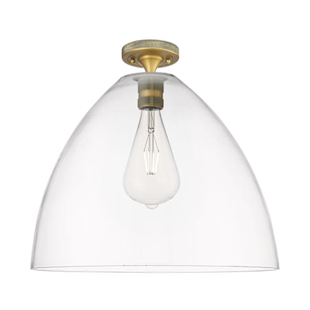 Innovations Lighting Crown Point 16" Wide Semi-Flush Ceiling Fixture Brushed Brass / Clear