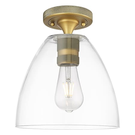 Innovations Lighting Crown Point 9" Wide Semi-Flush Ceiling Fixture with Clear Glass Shade Brushed Brass