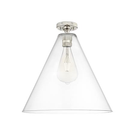 Innovations Lighting Crown Point 16" Wide Semi-Flush Ceiling Fixture Polished Nickel / Clear