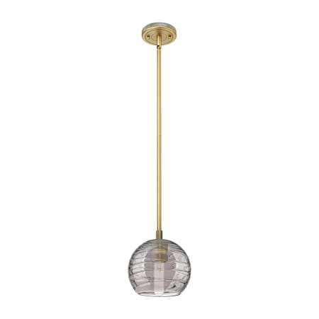 Innovations Lighting Crown Point 6" Wide Mini Pendant Brushed Brass / Light Smoke Deco Swirl