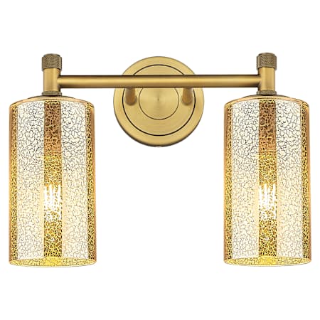 Innovations Lighting Crown Point 2 Light 14" Wide Vanity Light with Mercury Glass Shades Brushed Brass
