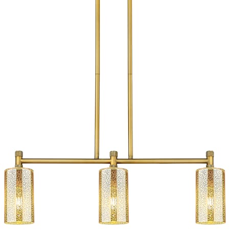 Innovations Lighting Crown Point 3 Light 31" Wide Linear Chandelier with 7" Tall Mercury Glass Shades Brushed Brass