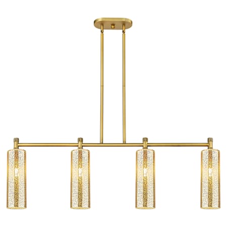 Innovations Lighting Crown Point 4 Light 44" Wide Linear Chandelier with 12" Tall Mercury Glass Shades Brushed Brass