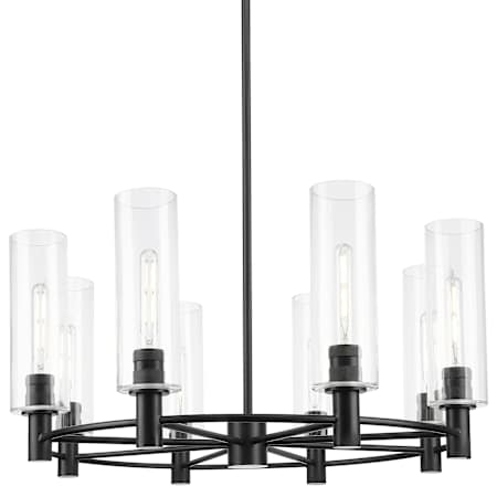 Innovations Lighting Crown Point 8 Light 32" Wide Chandelier with 12" Tall Clear Glass Shades Matte Black