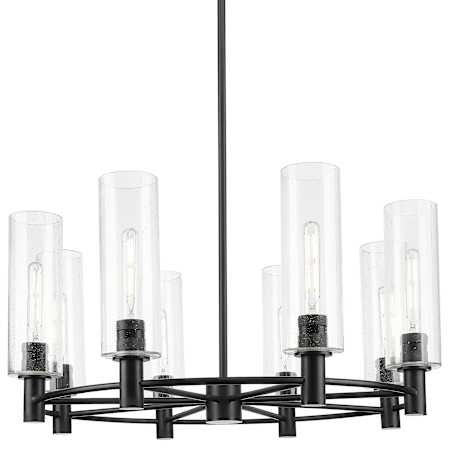 Innovations Lighting Crown Point 8 Light 32" Wide Chandelier with 12" Tall Clear, Seedy Glass Shades Matte Black
