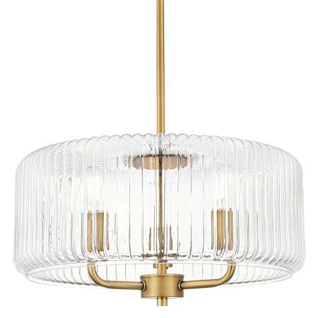 Innovations Lighting Windsor 3 Light 16" Wide Pendant with Clear Ribbed Glass Shade Brushed Brass