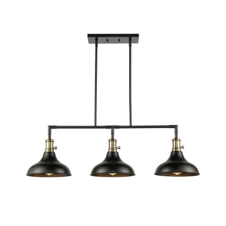 Innovations Lighting Metro 3 Light 38" Wide Linear Pendant Black Antique Brass / Matte Black