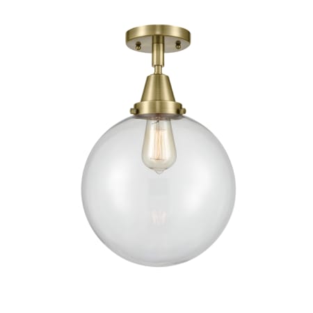 Innovations Lighting Beacon 10" Wide Semi-Flush Ceiling Fixture Antique Brass / Clear