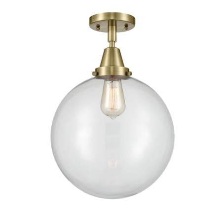 Innovations Lighting Beacon 12" Wide Semi-Flush Ceiling Fixture Antique Brass / Clear