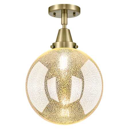 Innovations Lighting Beacon 10" Wide Semi-Flush Globe Ceiling Fixture with Mercury Glass Shade Antique Brass