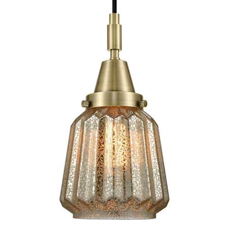 Innovations Lighting Chatham 7" Wide Mini Pendant with Ribbed Mercury Glass Shade Antique Brass