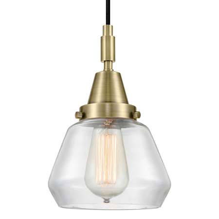 Innovations Lighting Fulton 7" Wide Mini Pendant with Clear Glass Shade Antique Brass