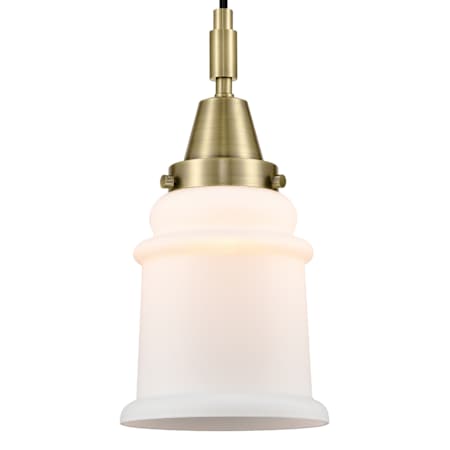 Innovations Lighting Canton 6" Wide Mini Pendant with Matte White Glass Shade Antique Brass