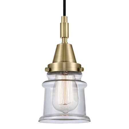Innovations Lighting Canton 5" Wide Mini Pendant with Clear Glass Shade Antique Brass