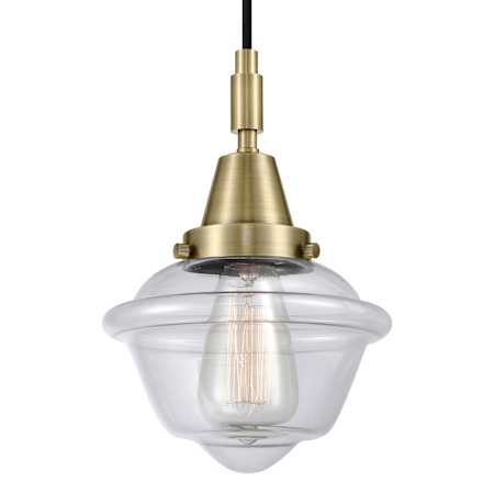 Innovations Lighting Oxford 7" Wide Mini Pendant with Clear Glass Shade Antique Brass