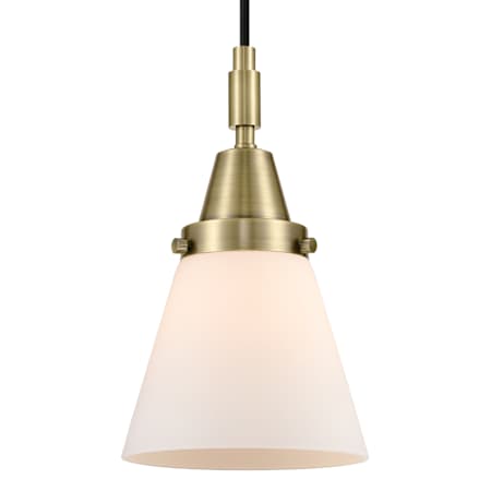 Innovations Lighting Cone 6" Wide Mini Pendant with Matte White Glass Shade Antique Brass