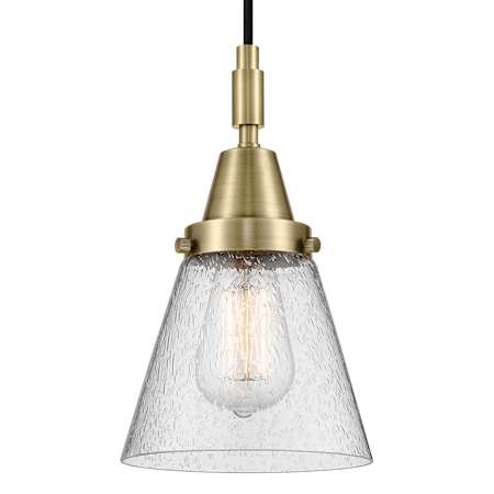 Innovations Lighting Cone 6" Wide Mini Pendant with Clear, Seedy Glass Shade Antique Brass