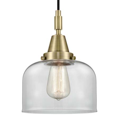 Innovations Lighting Bell 8" Wide Mini Pendant with Clear Glass Shade Antique Brass