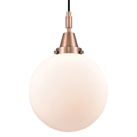 Innovations Lighting Beacon 10" Wide Mini Pendant with Matte White Glass Shade Antique Copper