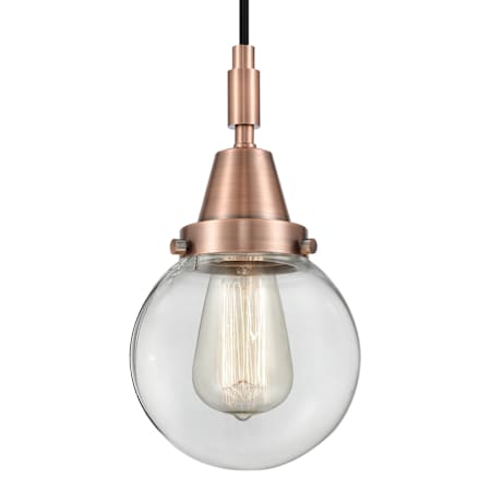 Innovations Lighting Beacon 6" Wide Mini Pendant with Clear Glass Shade Antique Copper