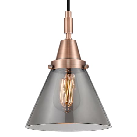 Innovations Lighting Cone 8" Wide Mini Pendant with Light Smoke Glass Shade Antique Copper