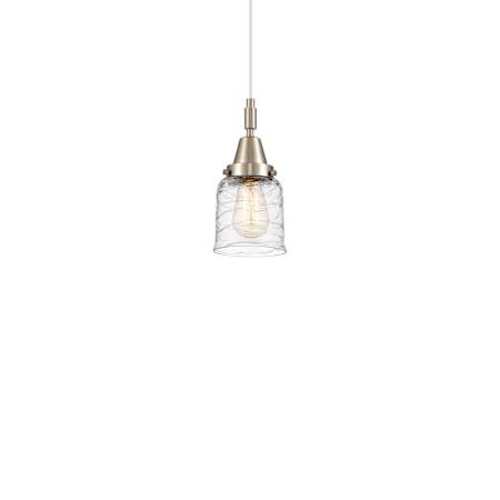 Innovations Lighting Bell 5" Wide Mini Pendant Brushed Satin Nickel / Clear Deco Swirl