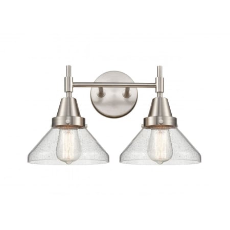 Innovations Lighting Caden 17" Wide 2 Light Bathroom Vanity Light with Seedy Glass Shades Satin Nickel