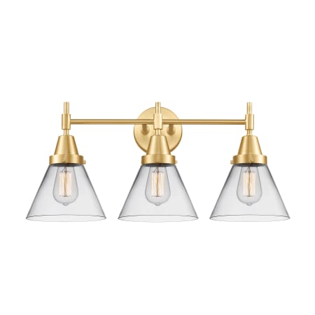 Innovations Lighting Cone 3 Light 26" Wide Vanity Light Satin Gold / Clear