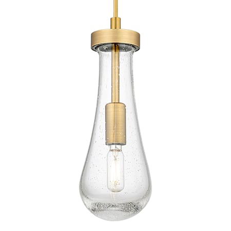 Innovations Lighting Owego 11" Tall Mini Pendant with Clear, Seedy Glass Shade Brushed Brass