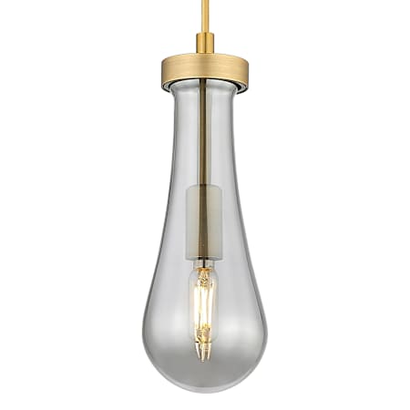 Innovations Lighting Owego 11" Tall Mini Pendant with Light Smoke Glass Shade Brushed Brass