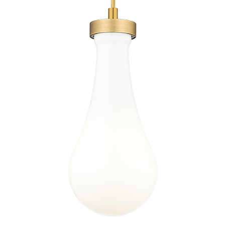 Innovations Lighting Owego 5" Wide Mini Pendant with Glossy White Glass Shade Brushed Brass