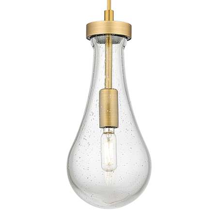 Innovations Lighting Owego 12" Tall Mini Pendant with Clear, Seedy Glass Shade Brushed Brass