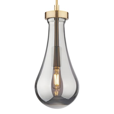 Innovations Lighting Owego 12" Tall Mini Pendant with Light Smoke Glass Shade Champagne Bronze