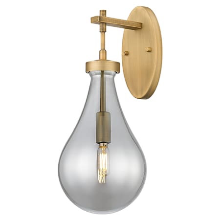 Innovations Lighting Owego 18" Tall Bathroom Sconce with Light Smoke Glass Shade Brushed Brass
