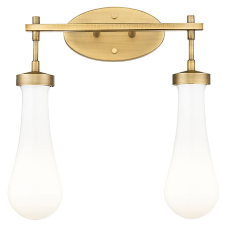 Innovations Lighting Owego 2 Light 16" Wide Vanity Light with Glossy White Glass Shades Brushed Brass