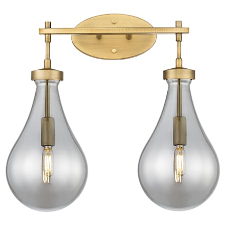 Innovations Lighting Owego 2 Light 18" Wide Vanity Light with Light Smoke Glass Shades Brushed Brass