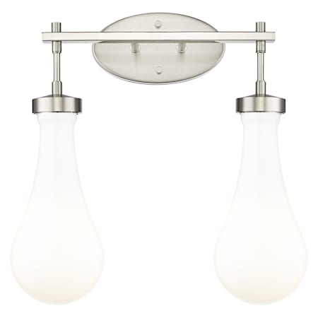 Innovations Lighting Owego 2 Light 17" Wide Vanity Light with Glossy White Glass Shades Satin Nickel