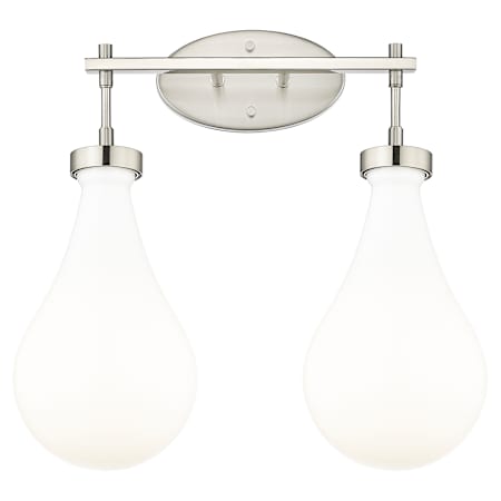 Innovations Lighting Owego 2 Light 18" Wide Vanity Light with Glossy White Glass Shades Satin Nickel