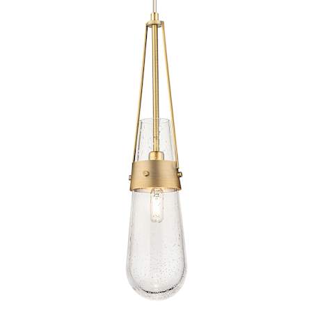 Innovations Lighting Milan 4" Wide Mini Pendant with Clear, Seedy Glass Shade Brushed Brass