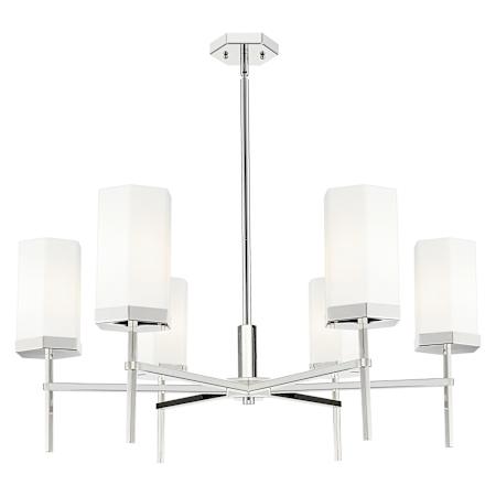Innovations Lighting Blakeley 6 Light 32" Wide Chandelier with Matte White Glass Shades Polished Nickel