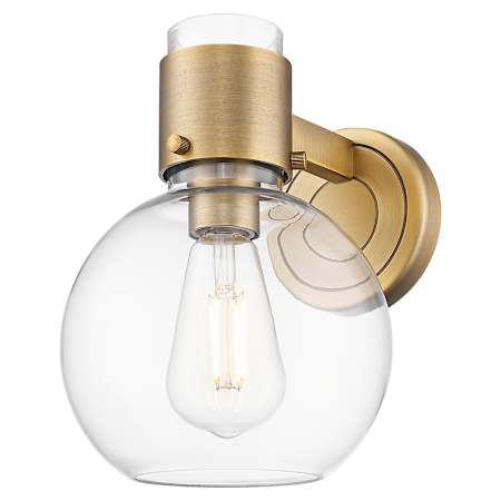 Innovations Lighting Lawton Sphere 9" Tall Bathroom Sconce with Clear Glass Shade Brushed Brass