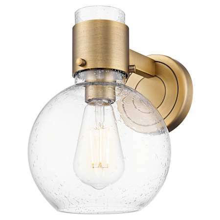 Innovations Lighting Lawton Sphere 9" Tall Bathroom Sconce with Clear, Seedy Glass Shade Brushed Brass