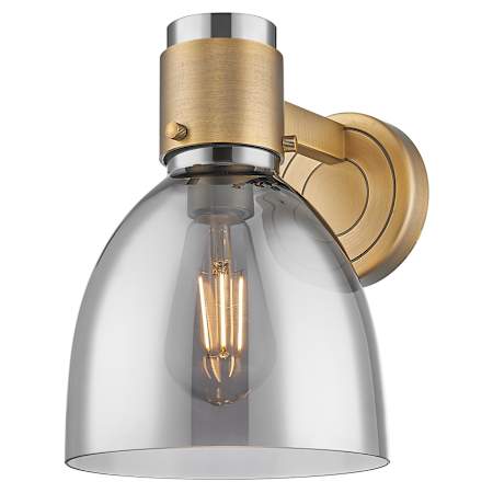 Innovations Lighting Lawton Bell 9" Tall Bathroom Sconce with Light Smoke Glass Shade Brushed Brass