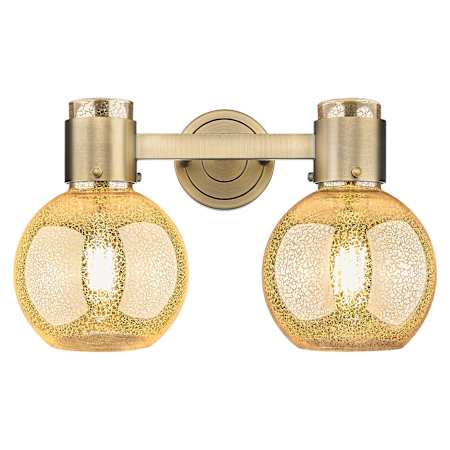 Innovations Lighting Lawton Sphere 2 Light 16" Wide Vanity Light with Mercury Glass Shades Brushed Brass