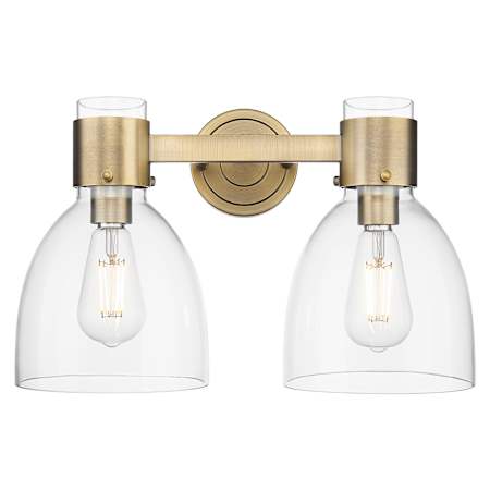Innovations Lighting Lawton Bell 2 Light 16" Wide Vanity Light with Clear Glass Shades Brushed Brass